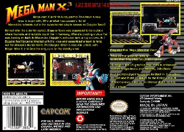 Mega Man X3 (USA) box cover back